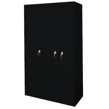 Steel Cabinets Usa Steel Storage Cabinet, 42in L x 21in D x 72in H, 8 Adjustable Shelves, 3 Doors, Black AAH-42-3D-B
