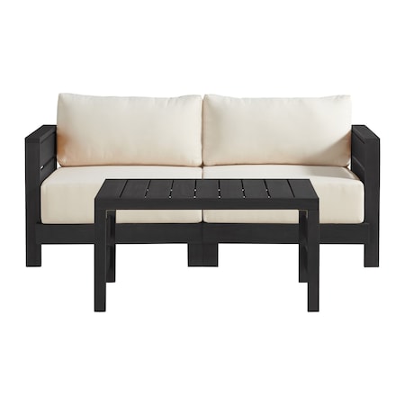 Alaterre Furniture Alaterre Barton Patio Loveseat and Coffee Table Set for Porch or Poolside Black Finish 80-BARTON-2SOFATB-B