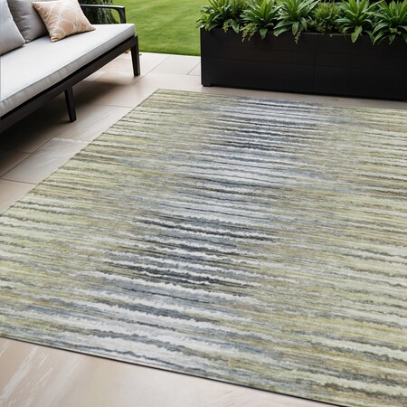 Homeroots 5' X 8' Beige Tan And Taupe Striped Washable Indoor Outdoor Area Rug 577975