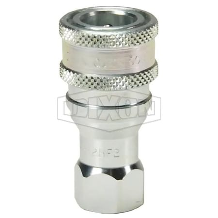 Dixon DQC H Industrial Interchange Poppet Valve Female Coupler, 3/4-14 Nominal, Female BSPP, Steel 6HBF6