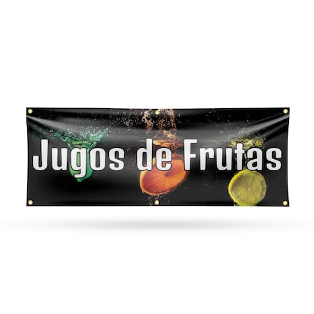Signmission Jugos de Frutas, 24 Inch x 72 Inch, Vinyl Banner B-72-30714