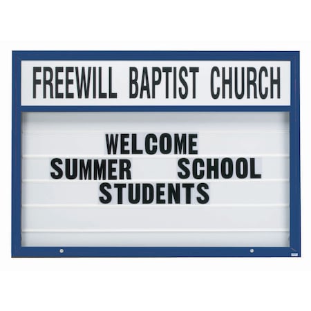 Aarco 70 in W, 50 in H, White Translucent Letterboard/Blue Powder Coated Frame MBM5070B