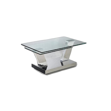 Homeroots 32" Clear And Silver Glass And Stainless Steel Floor Shelf Coffee Table 554268
