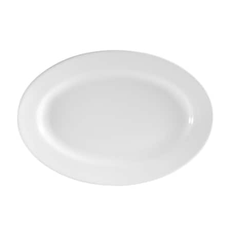 Cac Foodservice CAC China Clinton Rolled Edge 15-Inch by 10-1/4-Inch Super White Porcelain Oval Platter, 12PK RCN-51