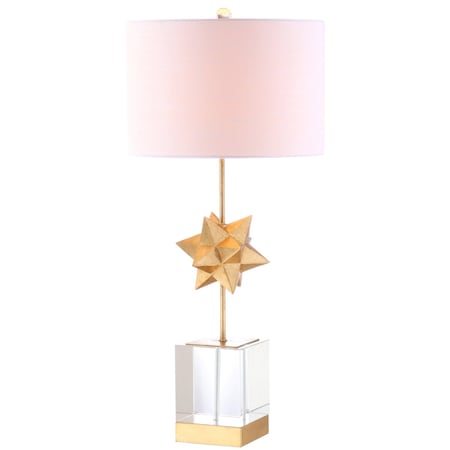 Jonathan Y Estelle 32 in. LED Metal/Crystal Table Lamp, Clear/Gold Leaf JYL5006A