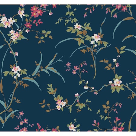York Wallcoverings Blossom Branches Navy Wallpaper BL1745