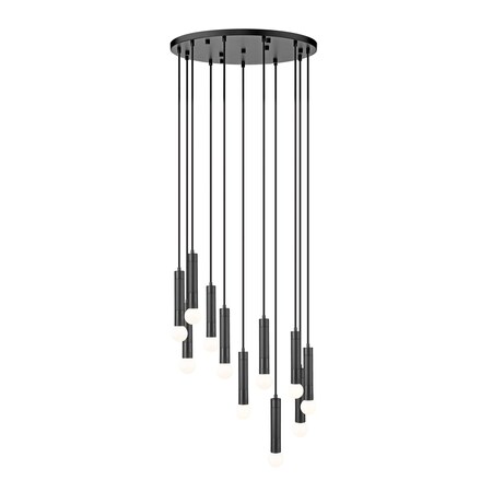 Z-Lite Stari 11-Light Chandelier, 24 in W, Matte Black 1956P-11R-MB