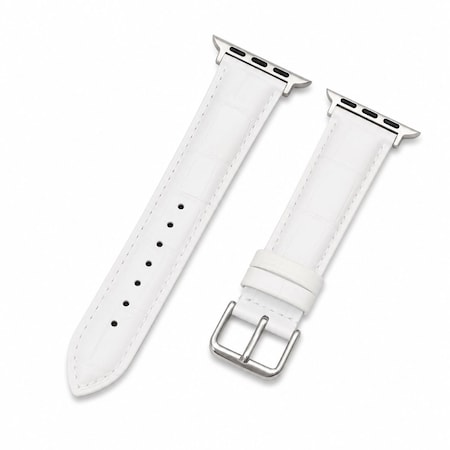 Elegani Alligator-Embossed Leather Watch Replacement Band Compatible with Apple Watch 38mm, White LSHQ-WHT-38mm