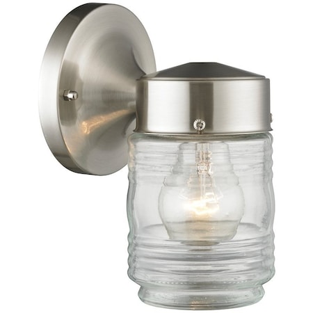 Soundbest Int Sourcing Boston Harbor Outdoor Wall Lantern, 120 V, 60 W, A19 or CFL Lamp, Steel Fixture, Brushed Nickel 4402H-BN