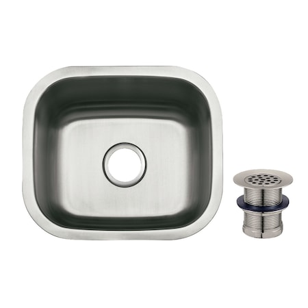 Kingston Brass 16" Stainless Steel Single Bowl Undermount Bar Prep Sink, Brushed Stainless Steel/Brushed Nickel KGKUS161688