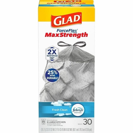 Glad 20 gal Trash Bags, L, White, 30 PK CLO78913