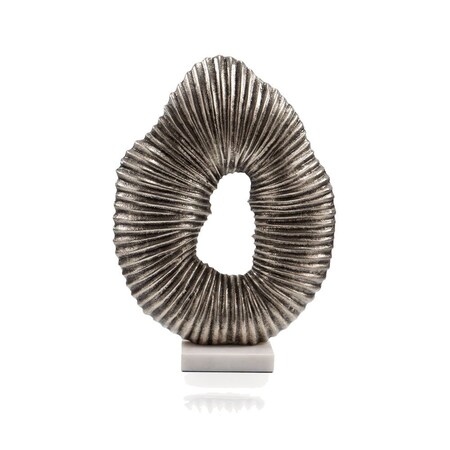 Homeroots 17" Silver And White Aluminum And Marble Tabletop Sculpture 628146