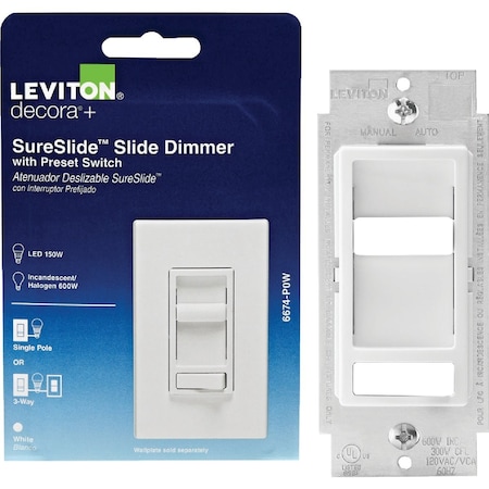 Leviton Decora Incandescent/LED/CFL White Slide Dimmer Switch R62-06674-P0W