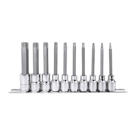 Genius Tools 10PC 1/2in Dr. Tamperproof Star Bit Socket Set (110mmL) BS-410TB
