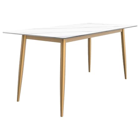 Leisuremod Rectangular 70.86 in W, 29.5 in L, Sintered Stone/Steel, White ZTBG-71W-S