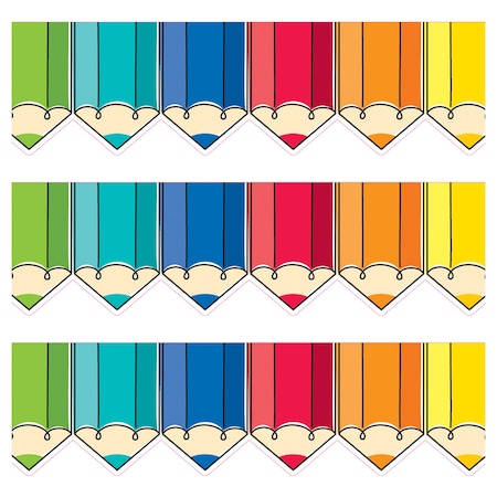 Creative Teaching Press Core Decor Colorful Doodle Pencils EZ Border, 48 Feet Per Pack, 3PK 10877