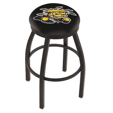 Holland Bar Stool Co 30" Blk Wrinkle Wichita State Swivel Bar Stool, Accent Ring L8B2B30WichSt