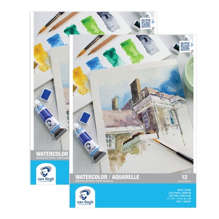 Van Gogh Watercolor Paper Pad, 140lbs, Cold Press, 11'' x 15'', 12 Sheets, 2PK 94178006
