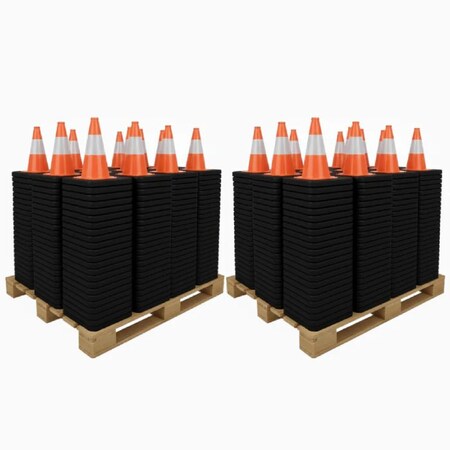 Traffic Kontrol 12in Traffic Safety Cone, 1.7Lbs, Orange, 4in Hi Intensity Reflective Collar Bulk Pallet, 1575PK TKTC-12-1.7-OR-1C-1575