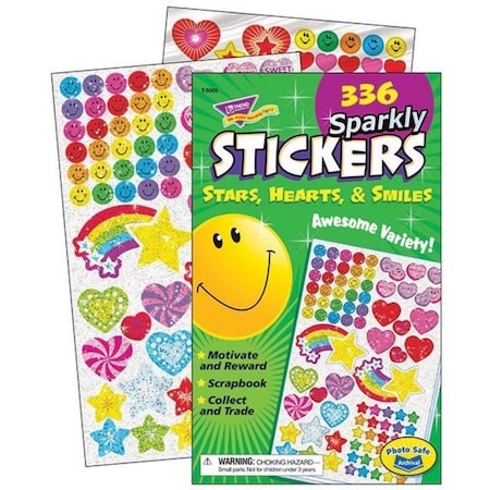 Trend Enterprises Sparkly Stars, Hearts, + Smiles Sticker Pad, PK2016 T5005