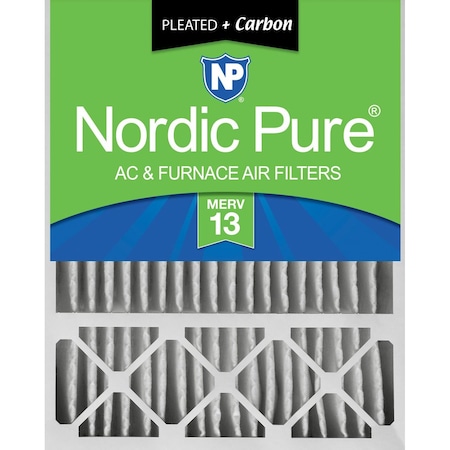 Nordic Pure 20x25x5 Plus Carbon Pleated Air Filter, High Capacity, MERV 13 20x25x5LXREDM13+C-1