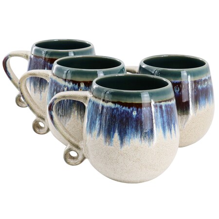 Meritage Lexington 4 Piece 20 Ounce Stoneware Two Tone Mug Set in Blue Multi 121835.01