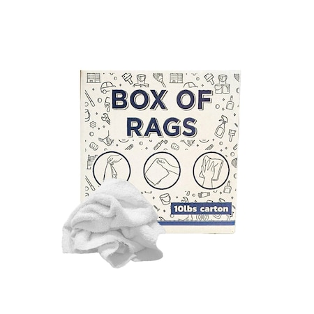 Supremeplus Recycled White Terry Towel Cleaning Rags, 10 lbs. Box SP-7406