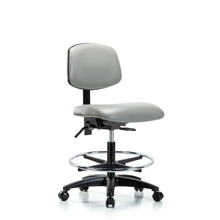 Blue Ridge Ergonomics Chair, Vinyl, Med Bench, CF Casters, Dov, No Arms, 22" to 29" Height, Dove BR-VMBCH-RG-T0-A0-CF-RC-8567