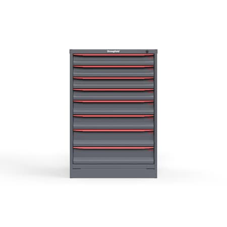 Strong Hold 8 drawer cabinet - (4x 3ft, 2x 4ft, 2x 5ft) - Red accents - Keyed Alike S3044-PPAAS-0801DS