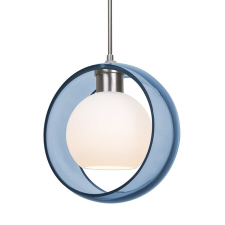 Besa Lighting Mana Pendant, Blue, Satin Nickel Finish, 1x9W LED 1JT-MANABL-LED-SN