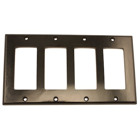 Leviton Decora Wallplate, Standard Size, Gang 4, Black 80412-E