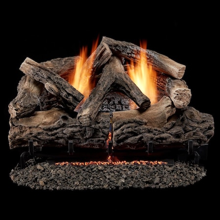 Bluegrass Living Vent Free Dual Fuel Log Set, 24 in Rustic Oak, 33,000 BTU, Remote Control B24DR-ES4