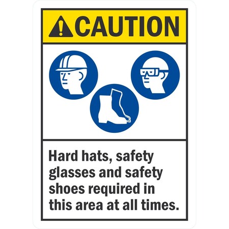 Lyle Hard Hats, Safety Glasses And Safety Shoes Required In This, 10x14, Non-Reflective, White G-1329-ND_10x14