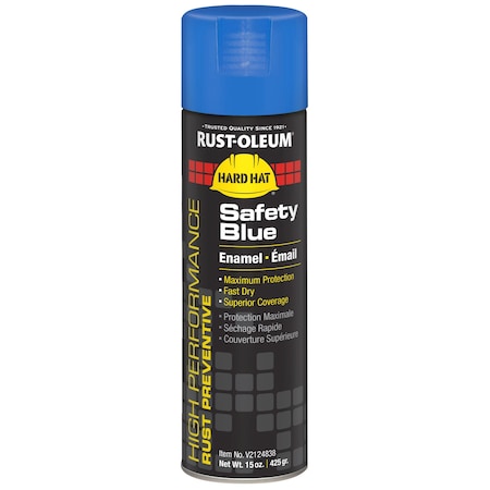 Rust-Oleum Rust Preventative Spray Paint, Safety Blue, Gloss, Solvent, 15 oz V2124838