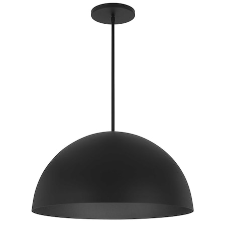 Homeroots 24" Black Aluminum Dome LED Dimmable Outdoor Pendent Hanging Light 683471