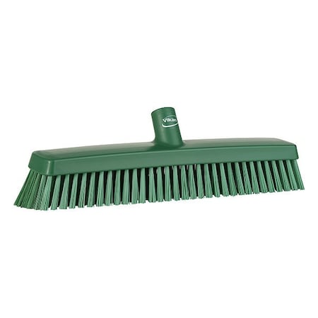 Vikan 16 1/2 in Sweep Face Broom Head, Soft/Stiff Combination, Green 31752