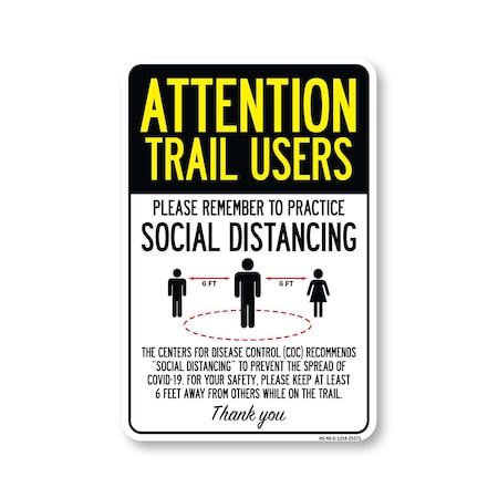 Signmission Public Safety Sign, Trail Users Practice Social Distancing, 18in X 12in Decal, OS-NS-D-1218-25371 OS-NS-D-1218-25371