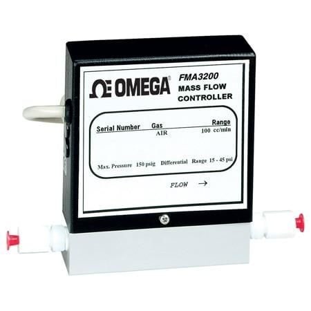 Omega Mass Flow Meter, Economical, Gas, 100 SCCM to 1000 SCCM, 150 psi, 1/8 " Compression, 0 Vdc to 5 Vdc FMA3106