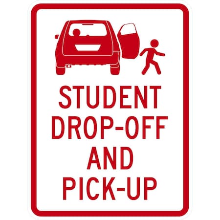 Lyle Student Drop-off and Pick-up with Graphic, 18x24, High Intensity Prismatic, White G-10495-HI_18x24