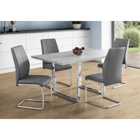 Monarch Specialties Dining Table - 36"X 60" / Grey Cement / Chrome Metal I 1119
