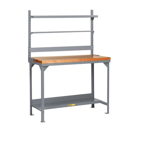 Little Giant Heavy-Duty Butcher Block Packaging Table with Bin Rail, Roll Goods Holder & Shelf WSJ2-2448-36-BR-RG-SHLF