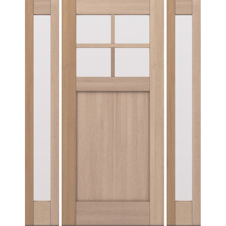 Doornmore CRF-P1G4, 65.25" x 82" ( 36" Door + 2x12" Side) Left Hand, Mahogany SDL 4 Lite Exterior Door CRF-P1G4-SW-3680-G101-SL_1-2_LI