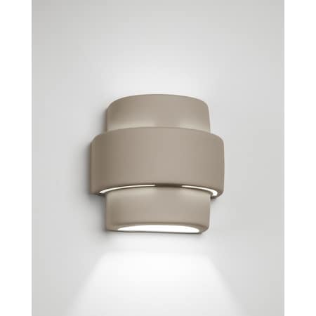 Luxury Lighting Fasciato 10 in Tall Ceramic Outdoor Wall Light, Cottonwood Paint Finish, 2PK (2) 128-00-CW-ud-7
