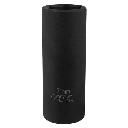 Perform Tool Socket 1/2 In Drive; 21 mm; Metric; Deep Impact Socket; 6 Point; Chrome Vanadium Steel; Single M871