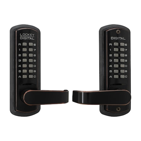 Lockey Mechanical Keyless Lever Lock with Passage Function and Double Combination Oil Rubbed Bronze Finish 3835OILDC