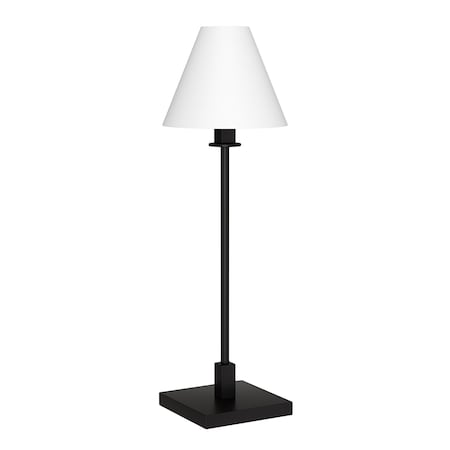 Homeroots 28" Black Metal Candlestick Table Lamp With White Cone Shade 546098