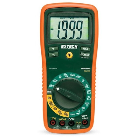 Extech Digital Multimeter, 600 V Max DC, 1 mV Max AC, TRMS, 6000 Instrument Counts, Backlit LCD EX410A