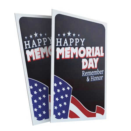 Signmission Happy Memorial Day, Plastic Signs Only 24 Inch x 36 Inch, Corrugated Plastic, 2PK CSB-2436-2PACK-30391