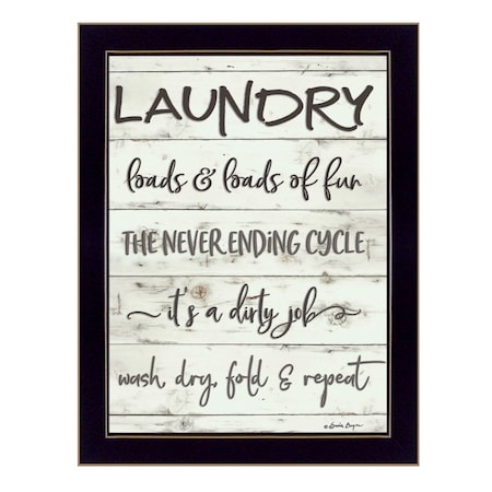 Homeroots Laundry 3 Black Framed Print Bathroom Wall Art 406764