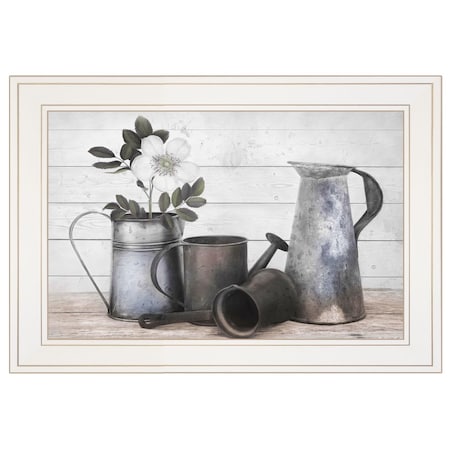 Homeroots Floral Farmhouse II 1 White Framed Print Wall Art 405570